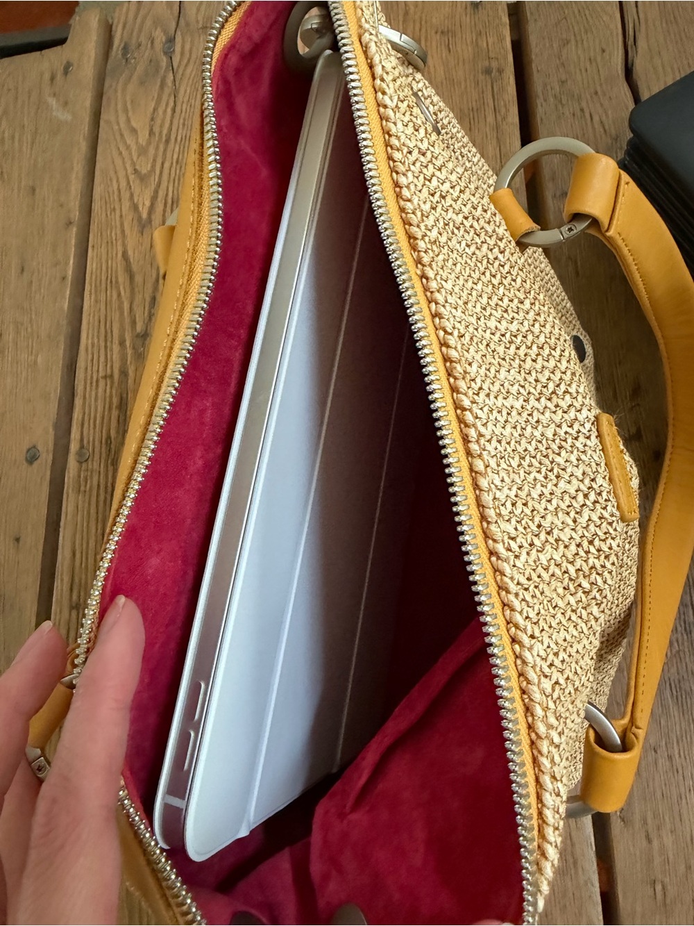 Hammitt Daniel Medium Satchel with Raffia - Like New! - Picture 10 of 10